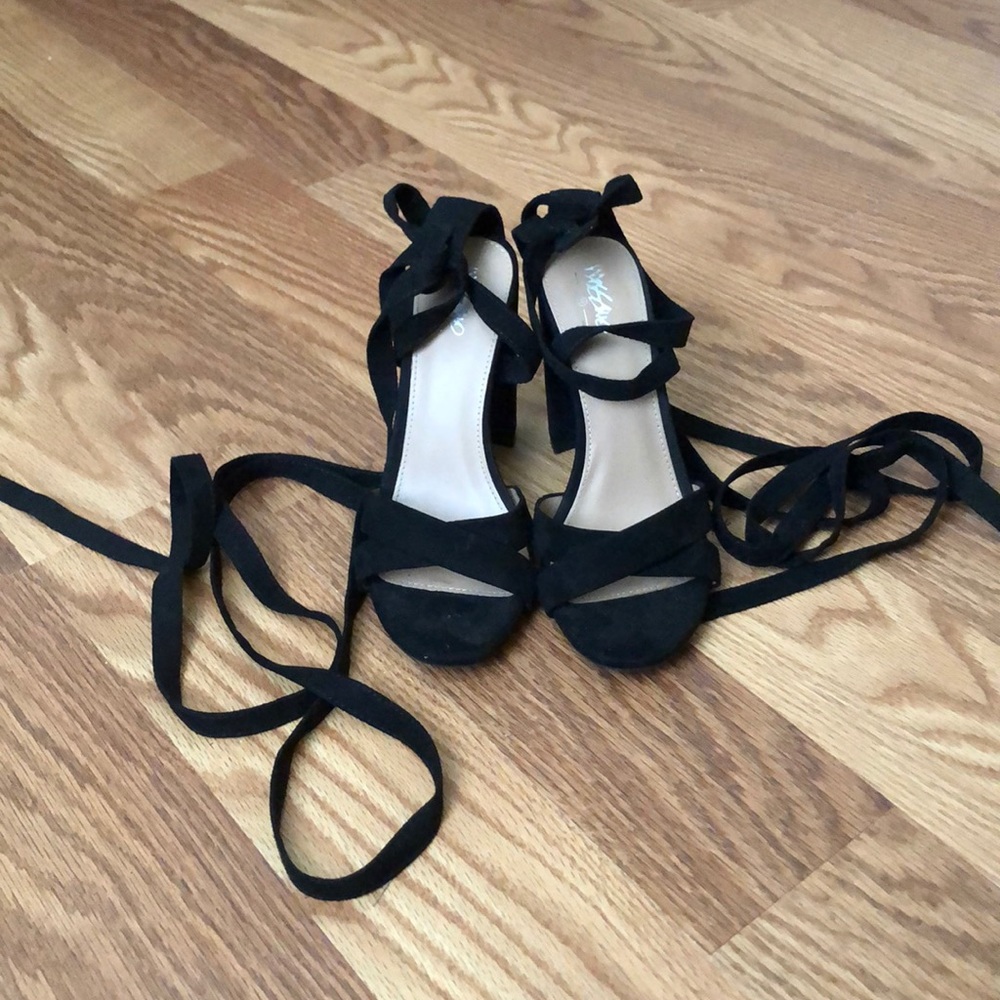Black lace up heels